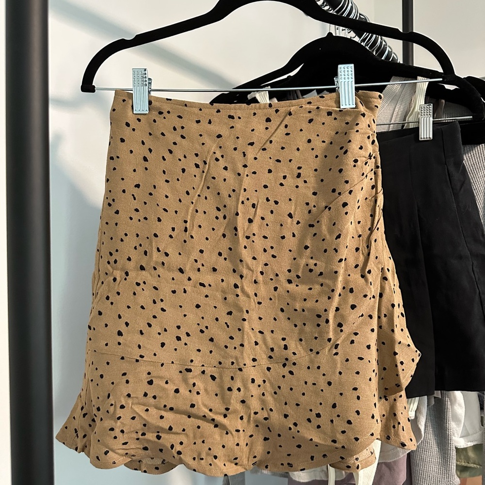 Abercrombie & Fitch Leopard Cheetah Print Polka Dot Tan Wrap Skirt